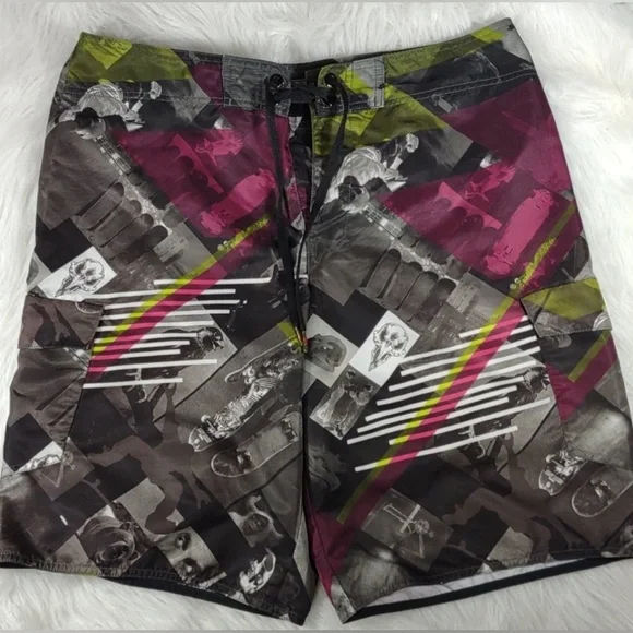 Tony Hawk Multicolor Graphic Cargo Board Shorts 34 EUC - Picture 1 of 5